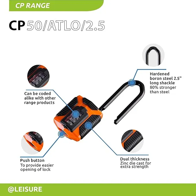 All Terrain Long Shackle Combination Padlock | All Weather | 4-Wheel | CP50ATL/2.5