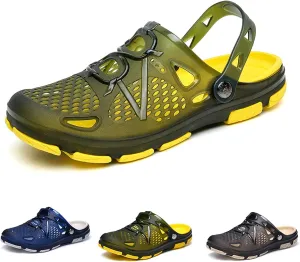 DESESE Mens' Slip-on Athletic Outdoor Hiking Closed Toe Slides Quick Dry Lightweight Beach Shoes with Back Strap Summer Non Slip Clogs Water Shoes