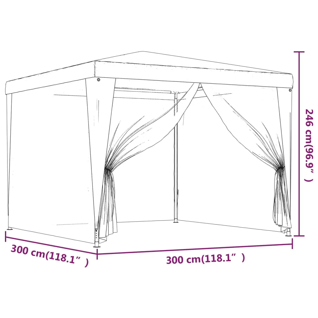 vidaXL Party Tent with 4 Mesh Sidewalls Anthracite 3x3 m HDPE