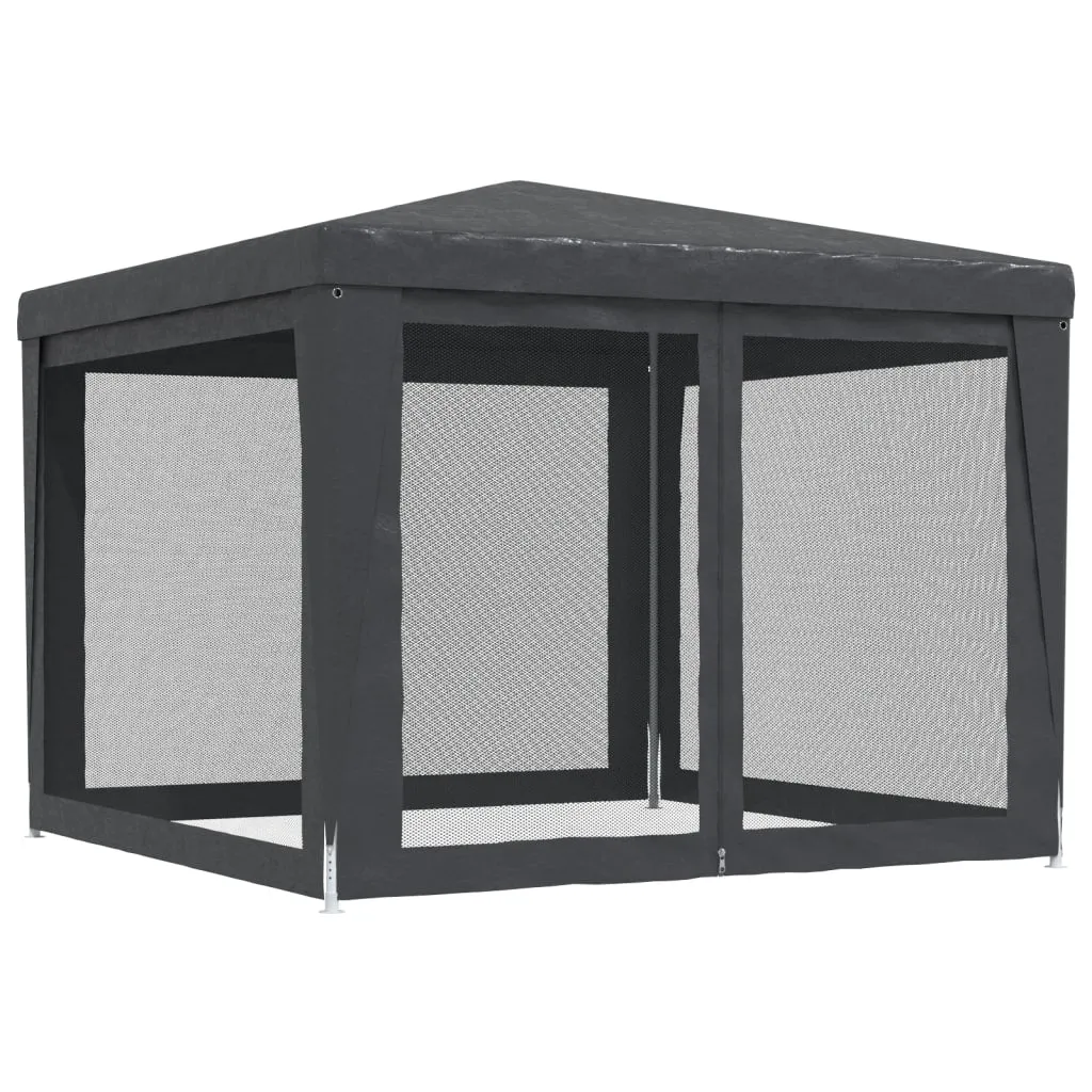vidaXL Party Tent with 4 Mesh Sidewalls Anthracite 3x3 m HDPE