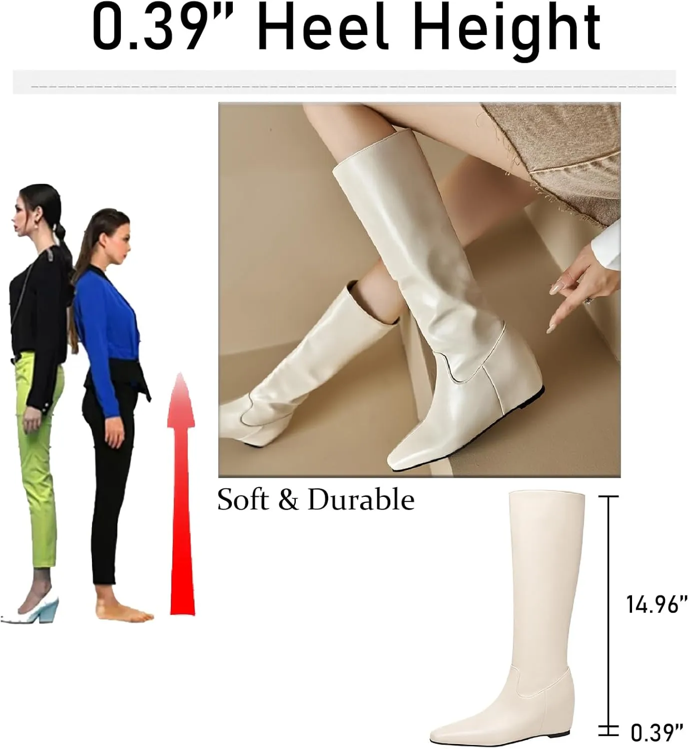 Women's Leather Flat Knee High Boots Fashion Comfort Pointed Toe Pull-on Anti-slip Soft Bottom Riding Boots for Party Dress Knight Boots